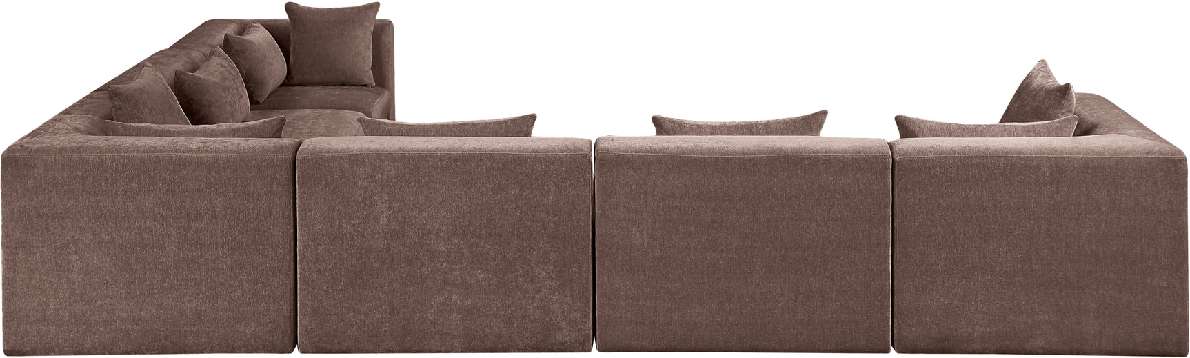Newport Brown 152" Chenille Fabric Upholstered 6-Piece L Shaped Modular Sectional - Ornate Home