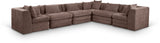 Newport Brown 152" Chenille Fabric Upholstered 6-Piece L Shaped Modular Sectional - Ornate Home