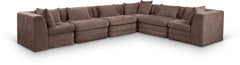 Newport Brown 152" Chenille Fabric Upholstered 6-Piece L Shaped Modular Sectional - Ornate Home