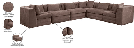 Newport Brown 152" Chenille Fabric Upholstered 6-Piece Modular Sectional - Ornate Home