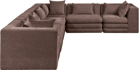 Newport Brown 152" Chenille Fabric Upholstered 6-Piece Modular Sectional - Ornate Home