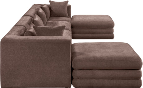 Newport Brown 152" Chenille Fabric Upholstered 6-Piece Modular Sectional - Ornate Home