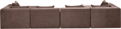 Newport Brown 152" Chenille Fabric Upholstered 6-Piece Modular Sectional - Ornate Home