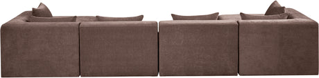 Newport Brown 152" Chenille Fabric Upholstered 6-Piece Modular Sectional - Ornate Home