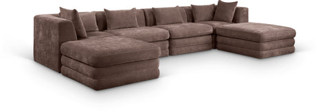 Newport Brown 152" Chenille Fabric Upholstered 6-Piece Modular Sectional - Ornate Home