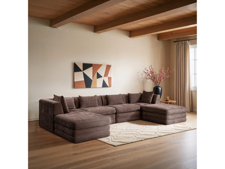 Newport Brown 152" Chenille Fabric Upholstered 6-Piece Modular Sectional - Ornate Home