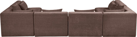 Newport Brown 152" Chenille Fabric Upholstered 6-Piece Modular Sectional - Ornate Home