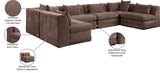 Newport Brown 152" Chenille Fabric Upholstered 6-Piece U Shaped Modular Sectional - Ornate Home