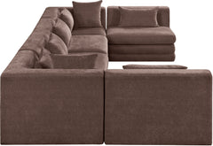 Newport Brown 152" Chenille Fabric Upholstered 6-Piece U Shaped Modular Sectional - Ornate Home
