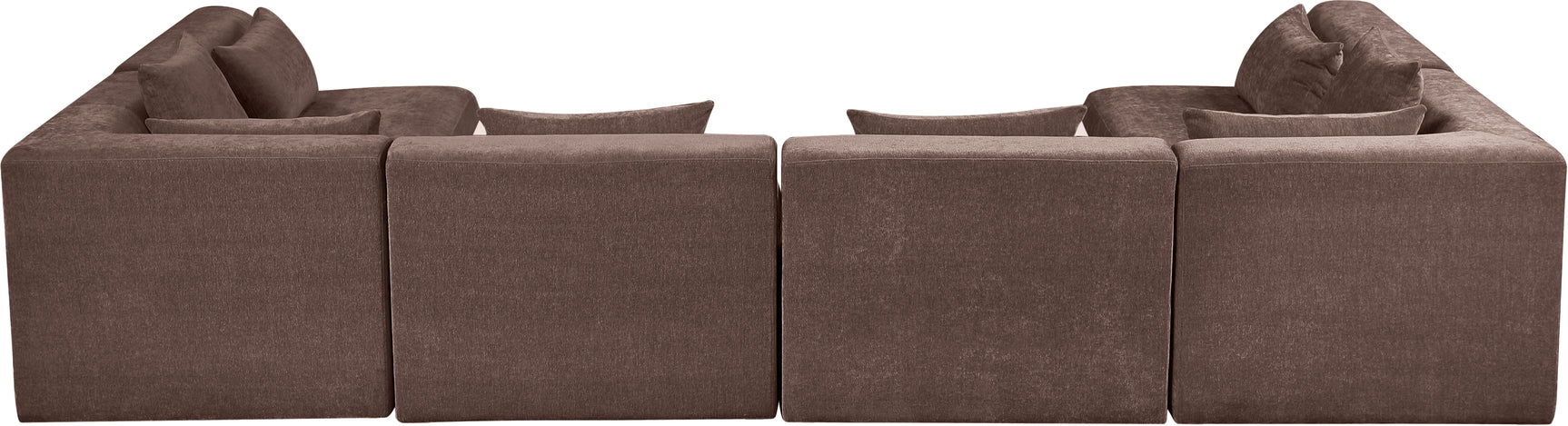 Newport Brown 152" Chenille Fabric Upholstered 6-Piece U Shaped Modular Sectional - Ornate Home
