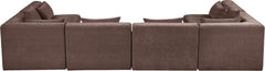 Newport Brown 152" Chenille Fabric Upholstered 6-Piece U Shaped Modular Sectional - Ornate Home