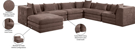Newport Brown 152" Chenille Fabric Upholstered 7-Piece Modular Sectional - Ornate Home