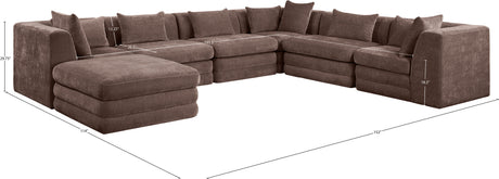Newport Brown 152" Chenille Fabric Upholstered 7-Piece Modular Sectional - Ornate Home