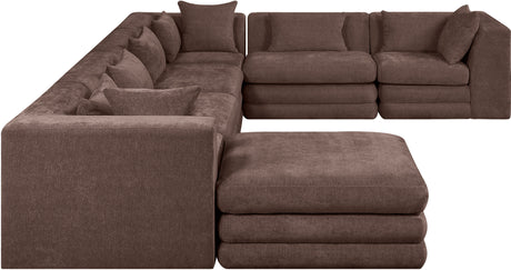 Newport Brown 152" Chenille Fabric Upholstered 7-Piece Modular Sectional - Ornate Home