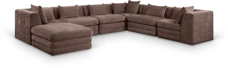 Newport Brown 152" Chenille Fabric Upholstered 7-Piece Modular Sectional - Ornate Home