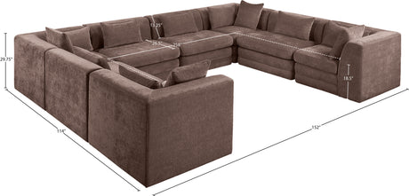 Newport Brown 152" Chenille Fabric Upholstered 8-Piece Modular Sectional - Ornate Home