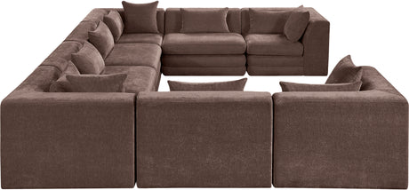 Newport Brown 152" Chenille Fabric Upholstered 8-Piece Modular Sectional - Ornate Home