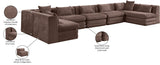 Newport Brown 190" Chenille Fabric Upholstered 7-Piece Modular Sectional - Ornate Home