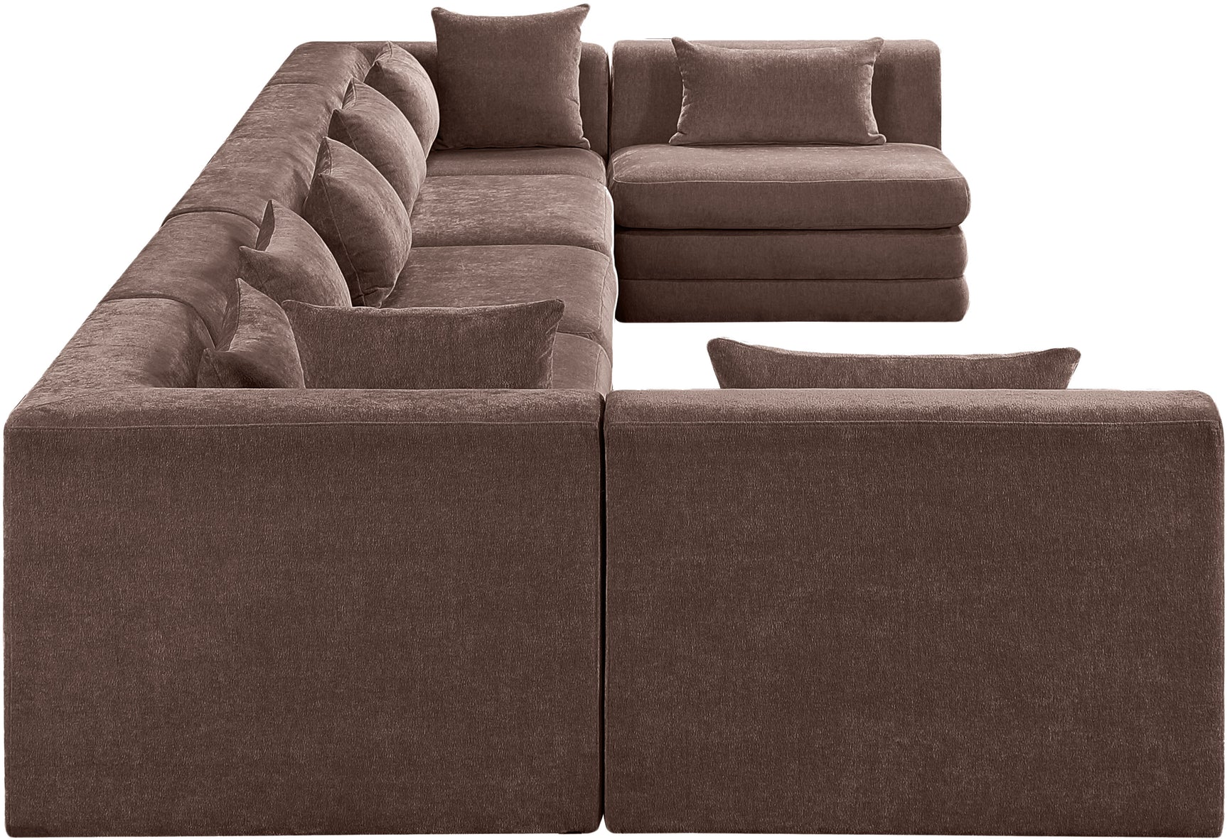 Newport Brown 190" Chenille Fabric Upholstered 7-Piece Modular Sectional - Ornate Home