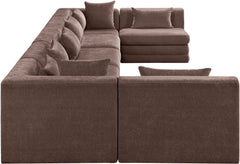 Newport Brown 190" Chenille Fabric Upholstered 7-Piece Modular Sectional - Ornate Home