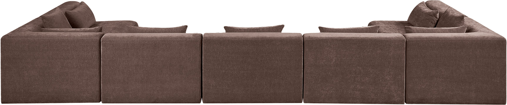 Newport Brown 190" Chenille Fabric Upholstered 7-Piece Modular Sectional - Ornate Home