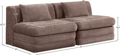 Newport Brown 76" Chenille Fabric Upholstered 2-Piece Armless Modular Loveseat - Ornate Home