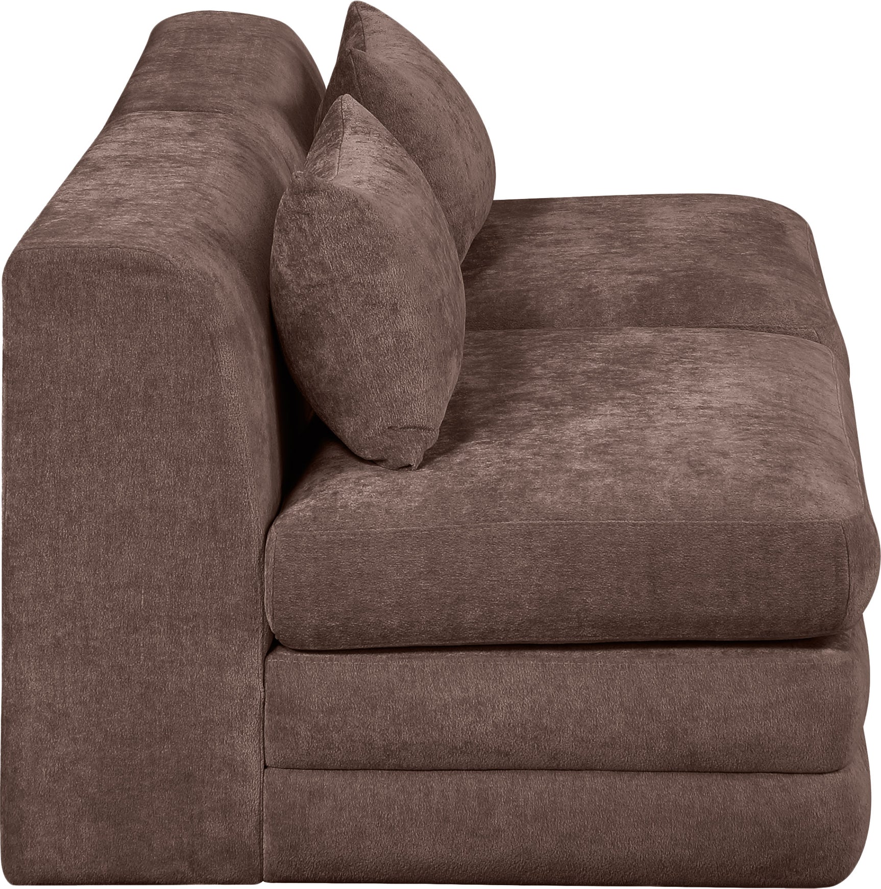 Newport Brown 76" Chenille Fabric Upholstered 2-Piece Armless Modular Loveseat - Ornate Home