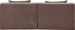 Newport Brown 76" Chenille Fabric Upholstered 2-Piece Armless Modular Loveseat - Ornate Home