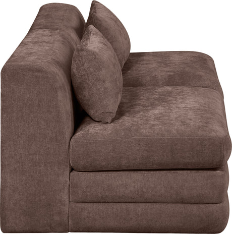 Newport Brown 76" Chenille Fabric Upholstered 2-Piece Modular Loveseat - Ornate Home