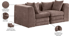 Newport Brown 76" Chenille Fabric Upholstered 2-Piece Modular Loveseat - Ornate Home