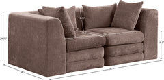 Newport Brown 76" Chenille Fabric Upholstered 2-Piece Modular Loveseat - Ornate Home