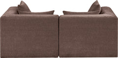 Newport Brown 76" Chenille Fabric Upholstered 2-Piece Modular Loveseat - Ornate Home