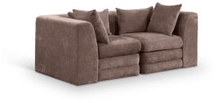 Newport Brown 76" Chenille Fabric Upholstered 2-Piece Modular Loveseat - Ornate Home