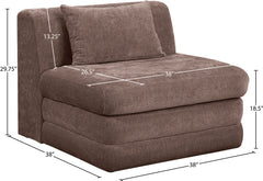 Newport Brown Fabric Upholstered Modular Armless Chair - Ornate Home