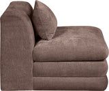 Newport Brown Fabric Upholstered Modular Armless Chair - Ornate Home