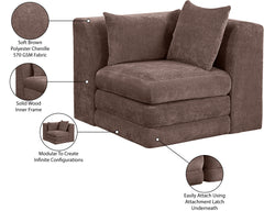 Newport Brown Fabric Upholstered Modular Corner Chair - Ornate Home