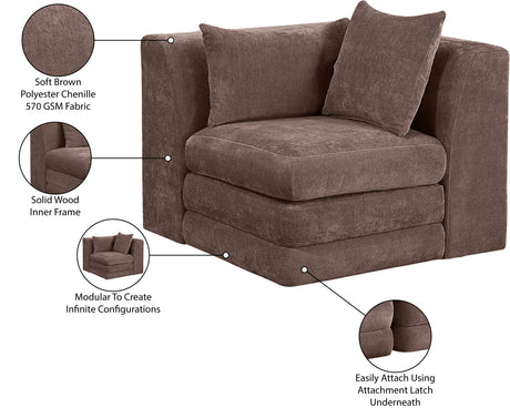 Newport Brown Fabric Upholstered Modular Corner Chair - Ornate Home