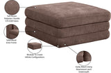 Newport Brown Fabric Upholstered Modular Ottoman - Ornate Home