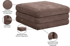 Newport Brown Fabric Upholstered Modular Ottoman - Ornate Home