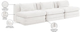 Newport Cream 114" Chenille Fabric Upholstered 3-Piece Armless Modular Sofa - Ornate Home