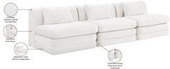 Newport Cream 114" Chenille Fabric Upholstered 3-Piece Armless Modular Sofa - Ornate Home