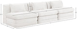 Newport Cream 114" Chenille Fabric Upholstered 3-Piece Armless Modular Sofa - Ornate Home