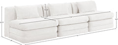 Newport Cream 114" Chenille Fabric Upholstered 3-Piece Armless Modular Sofa - Ornate Home