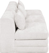Newport Cream 114" Chenille Fabric Upholstered 3-Piece Armless Modular Sofa - Ornate Home