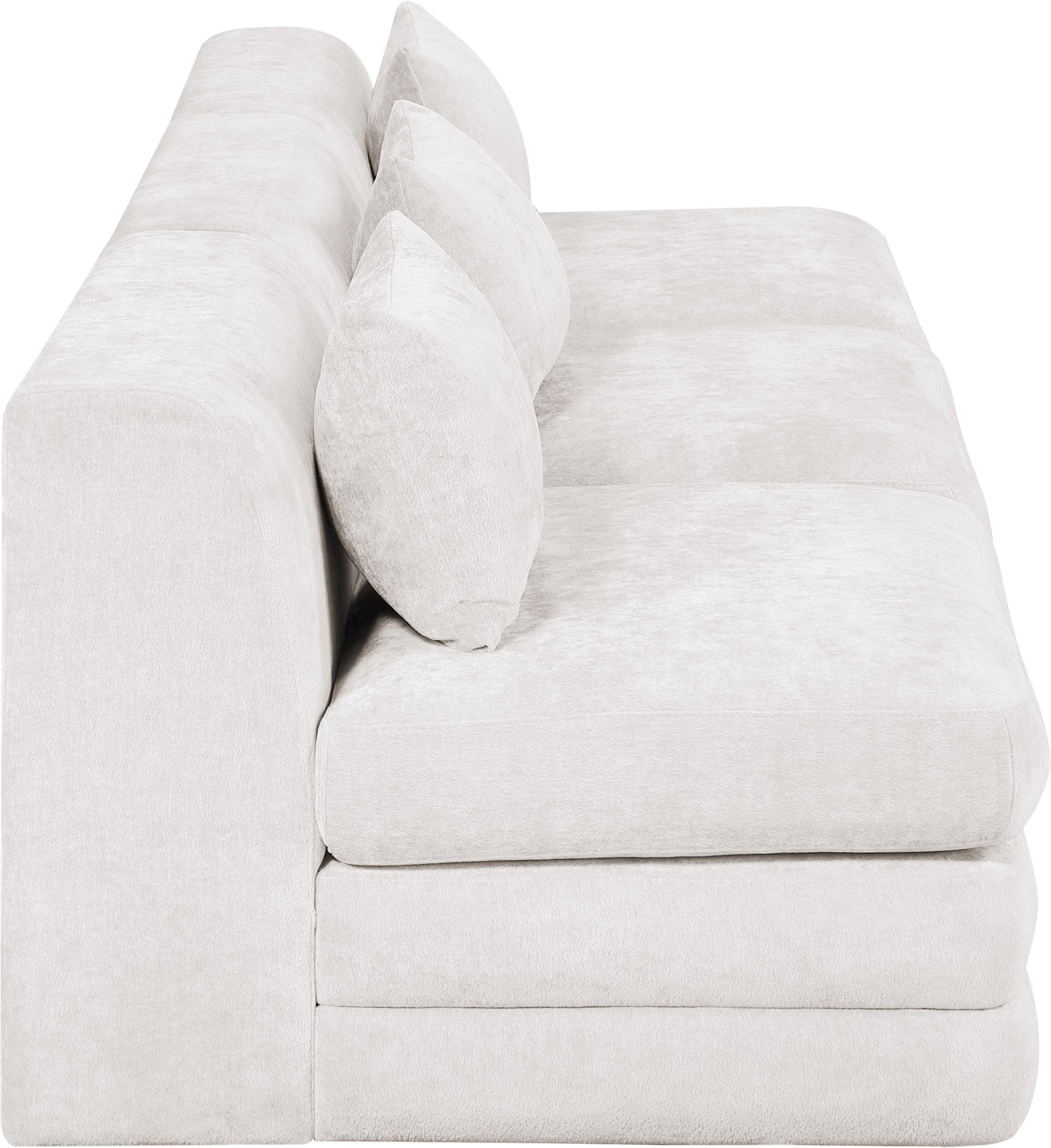 Newport Cream 114" Chenille Fabric Upholstered 3-Piece Armless Modular Sofa - Ornate Home