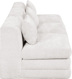 Newport Cream 114" Chenille Fabric Upholstered 3-Piece Armless Modular Sofa - Ornate Home