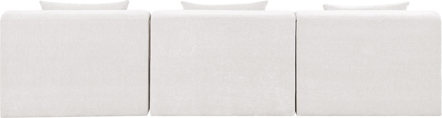 Newport Cream 114" Chenille Fabric Upholstered 3-Piece Armless Modular Sofa - Ornate Home