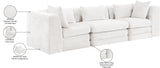 Newport Cream 114" Chenille Fabric Upholstered 3-Piece Modular Sofa - Ornate Home