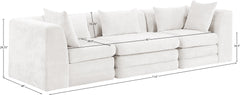 Newport Cream 114" Chenille Fabric Upholstered 3-Piece Modular Sofa - Ornate Home