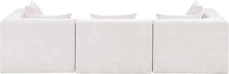 Newport Cream 114" Chenille Fabric Upholstered 3-Piece Modular Sofa - Ornate Home